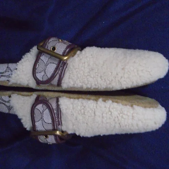 Coach Close Toe Women's Shearling Sherpa slippers Size 9 - Picture 6 of 6